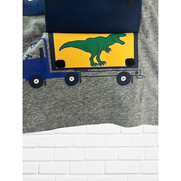 Carter's Boys 24M Trucks‎ Dinosaur Construction Tee Top Gray T-shirt - Picture 6 of 7
